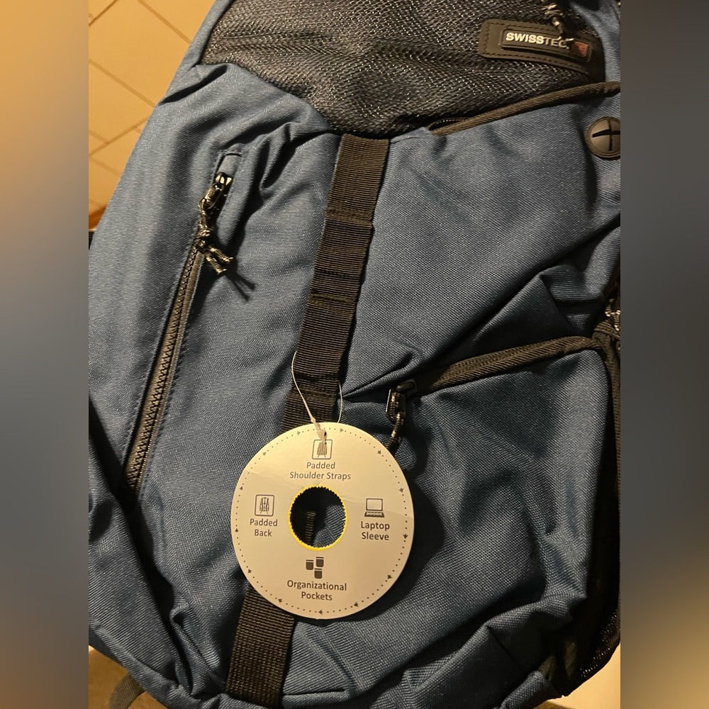 Swiss Tech Navy Backpack with Black Accents